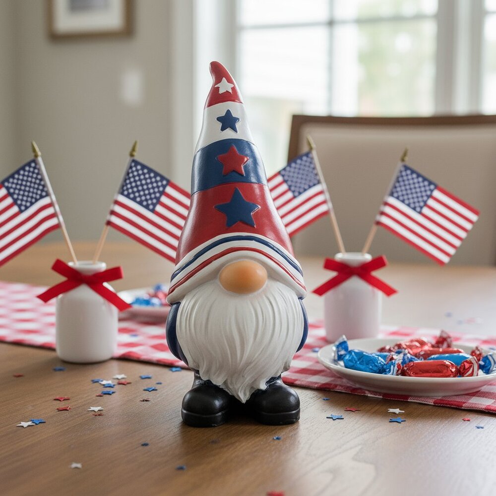 Blue & Red Stars 4th Of July Gnome Patriotic Table Decoration Home Decor Gift